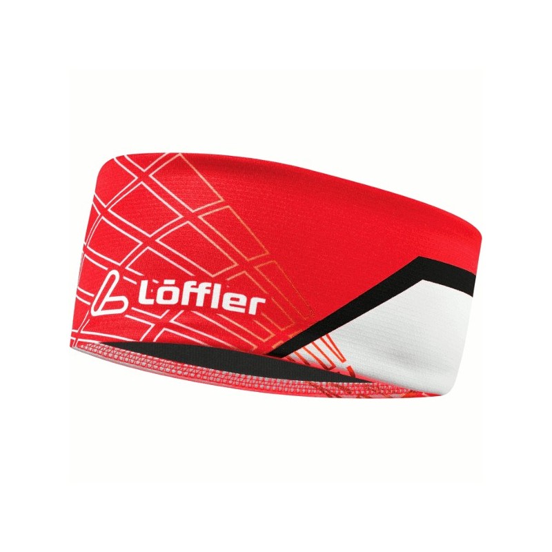 тёплая повязка Löffler Dimple Elastic Stirnband Teamline красно-белая тёплая повязка Löffler Dimple Elastic Stirnband Teamline красно-белая